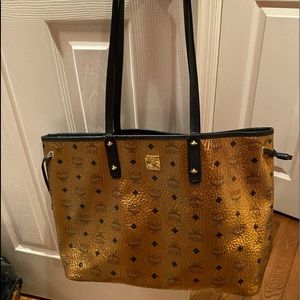 MCM Gold handbag with matching wallet